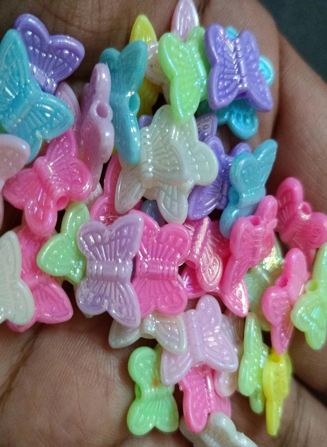 RITIKA CRAFT خرز ريتيكا كرافت البلاستيكي على شكل فراشة، 100 قطعة، مثالي للتطريز وصناعة المجوهرات والأعمال الفنية والحرفية! المقاس: 20 × 15 مم - متعدد الألوان - Image 3
